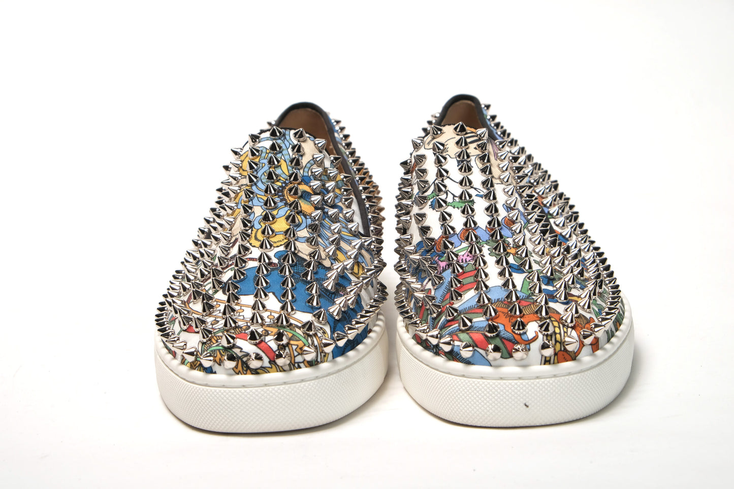 Weiß/Multi Silber Rollerboat Flache Krepp-Schuhe