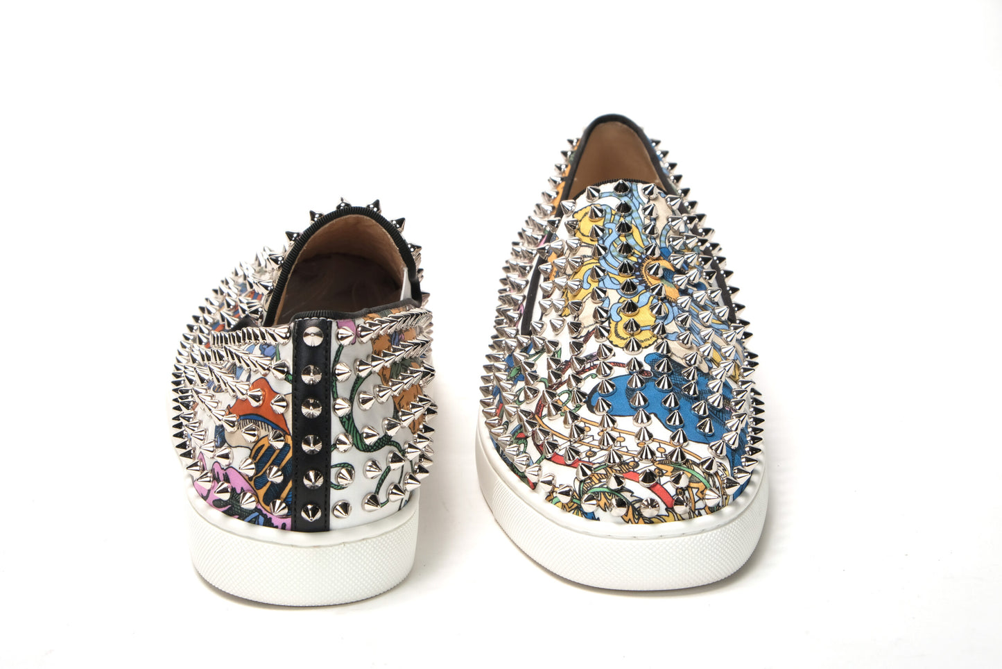 Weiß/Multi Silber Rollerboat Flache Krepp-Schuhe