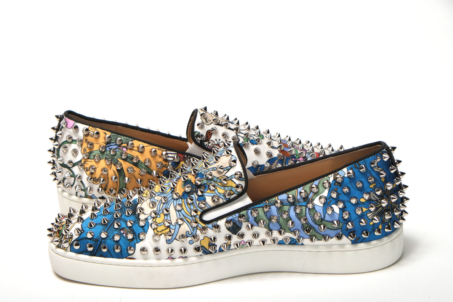 Weiß/Multi Silber Rollerboat Flache Krepp-Schuhe
