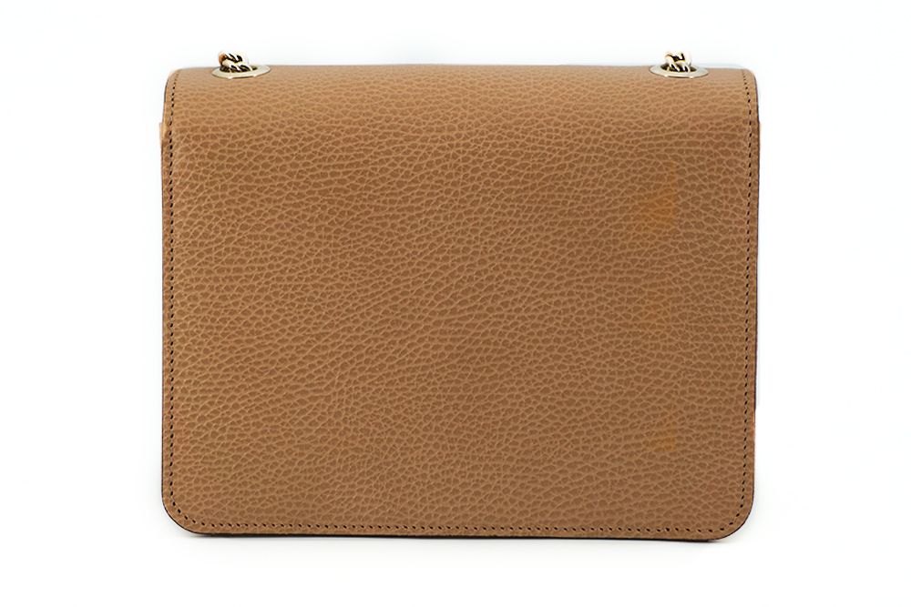Beige Kalbsleder Dollar Umhängetasche