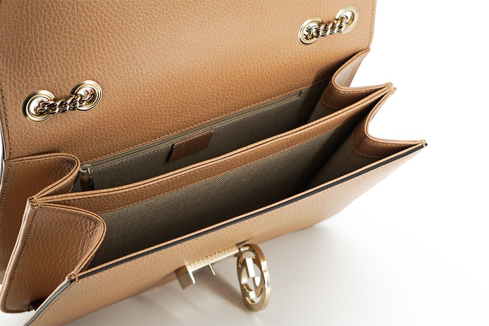 Beige Kalbsleder Dollar Umhängetasche