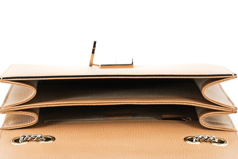 Beige Kalbsleder Dollar Umhängetasche