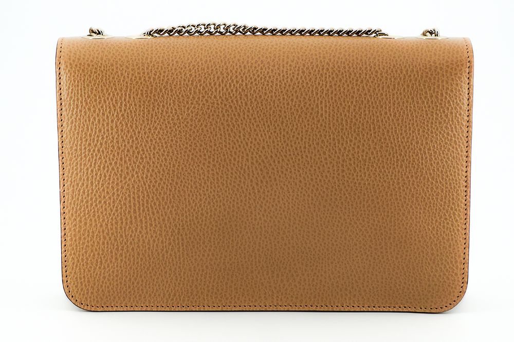 Beige Kalbsleder Dollar Umhängetasche