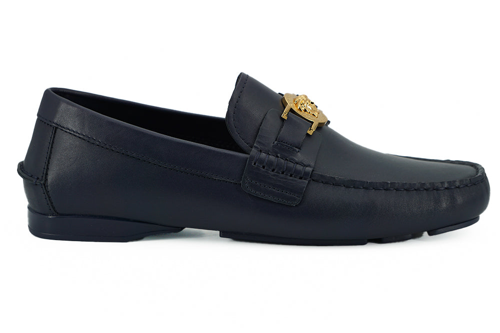 Marineblaue Kalbsleder Loafers Schuhe
