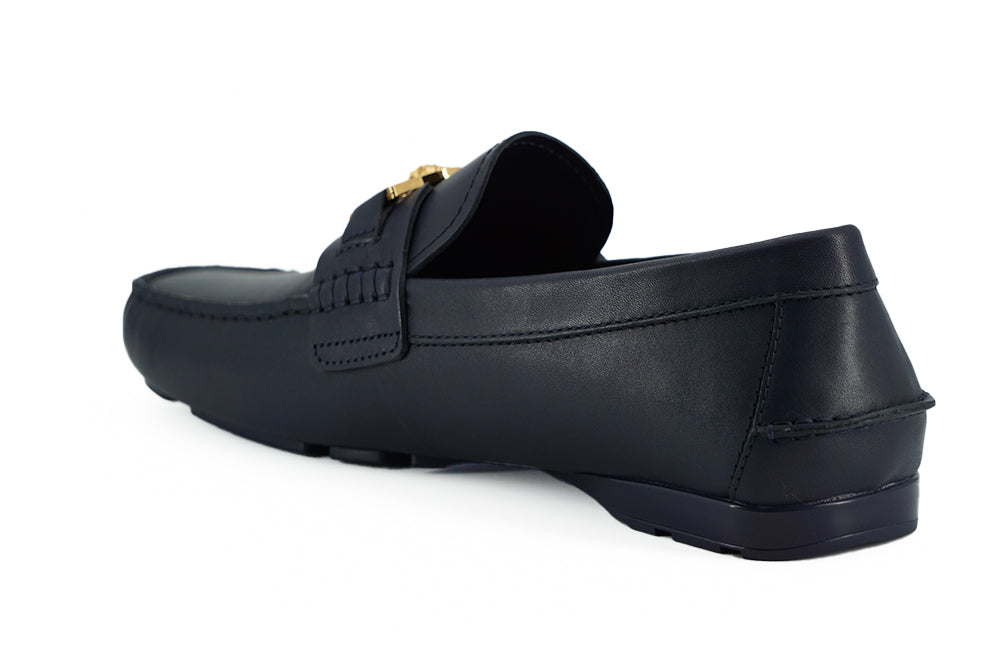 Marineblaue Kalbsleder Loafers Schuhe