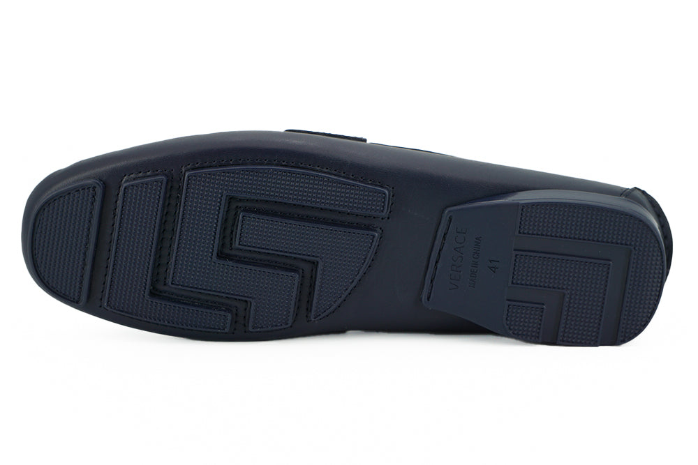 Marineblaue Kalbsleder Loafers Schuhe