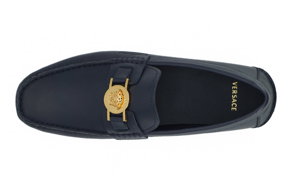 Marineblaue Kalbsleder Loafers Schuhe