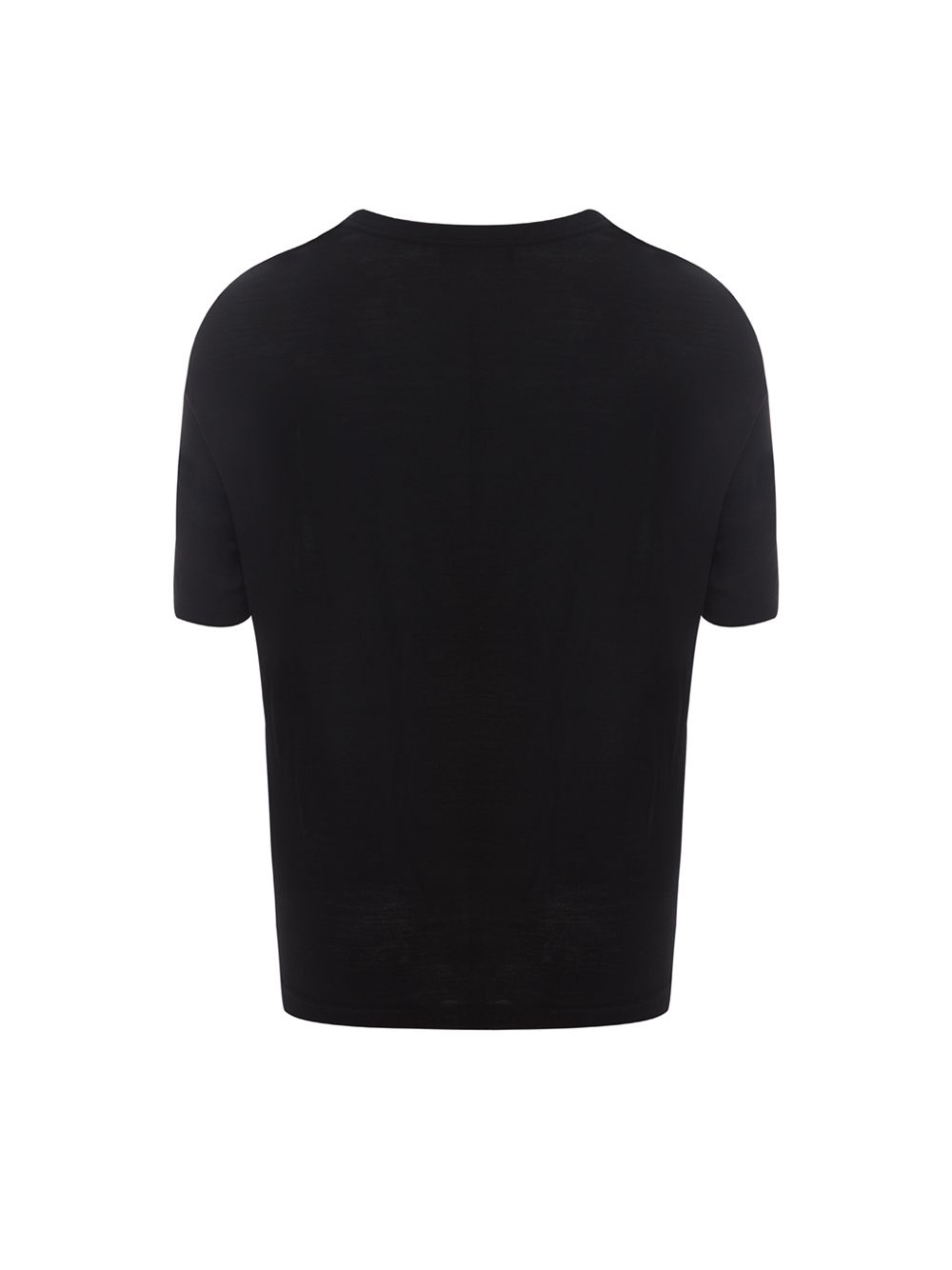 Schwarzes T-Shirt aus Wolle mit normaler Passform