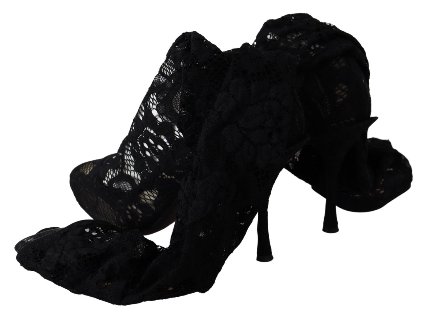 Schwarz Taormina Spitze Socken Stiefel Schuhe Pumps
