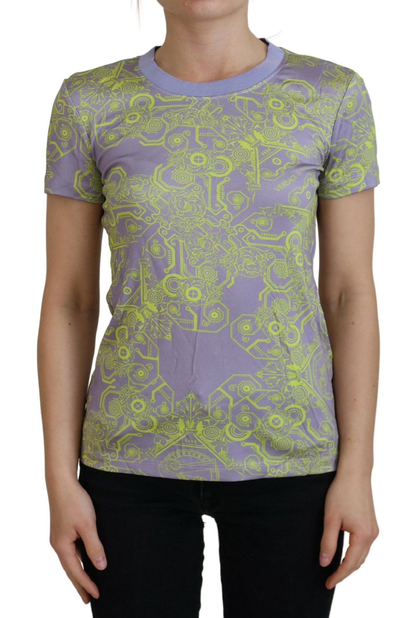 Lila Grafikdruck Kurzarm-T-Shirt
