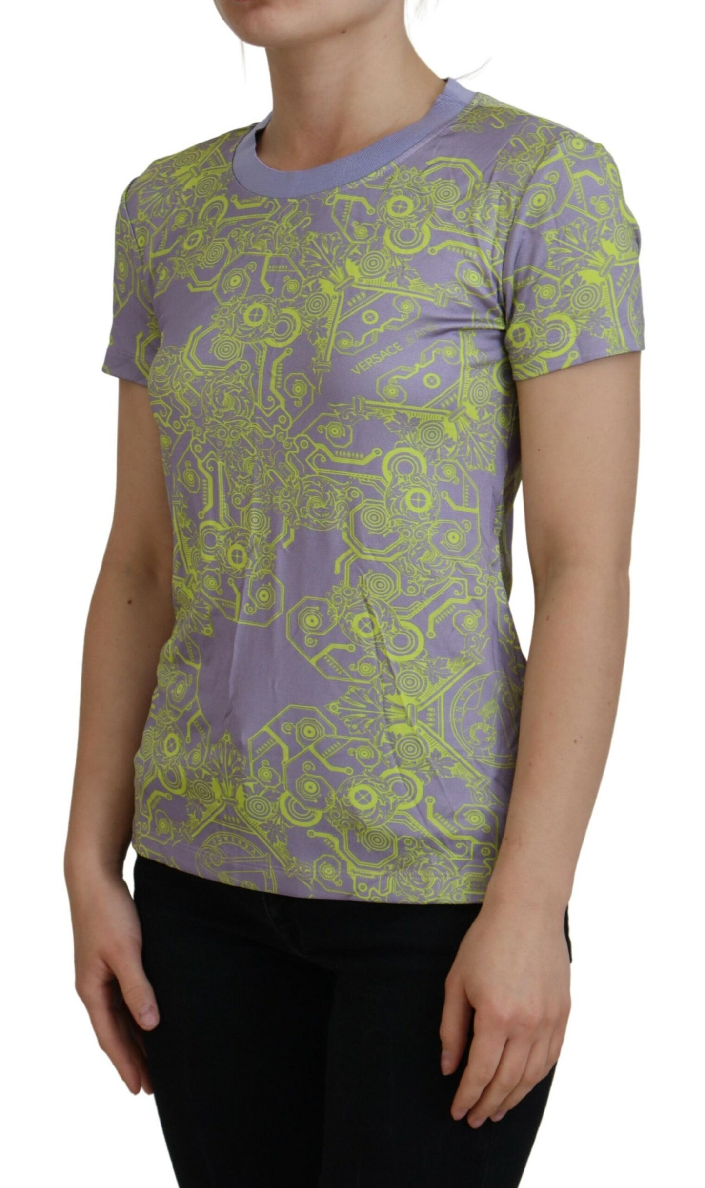 Lila Grafikdruck Kurzarm-T-Shirt