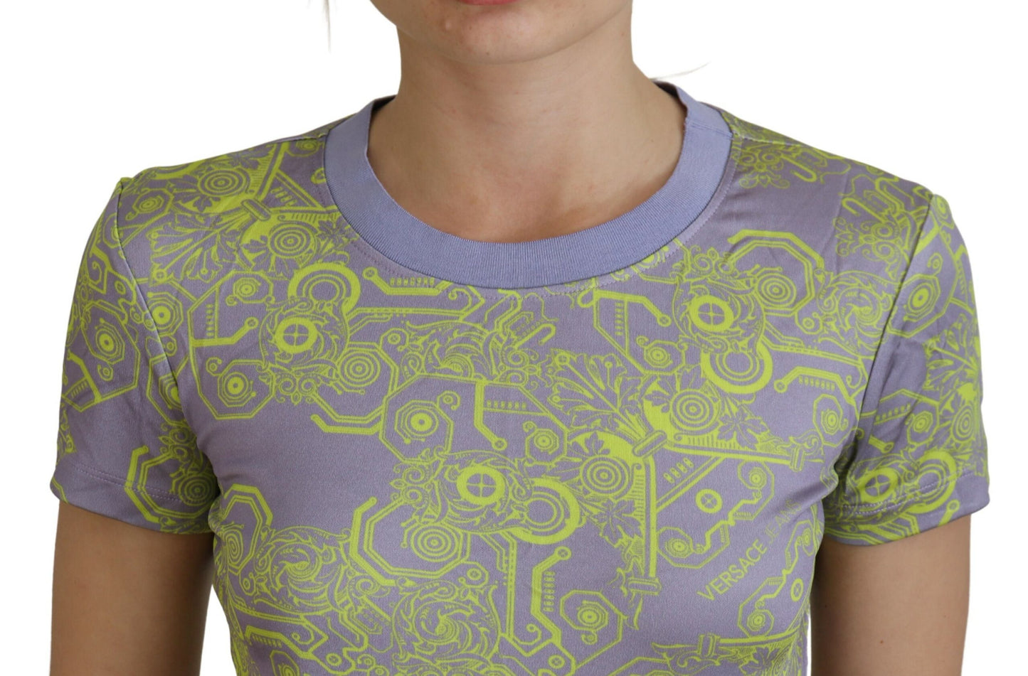 Lila Grafikdruck Kurzarm-T-Shirt