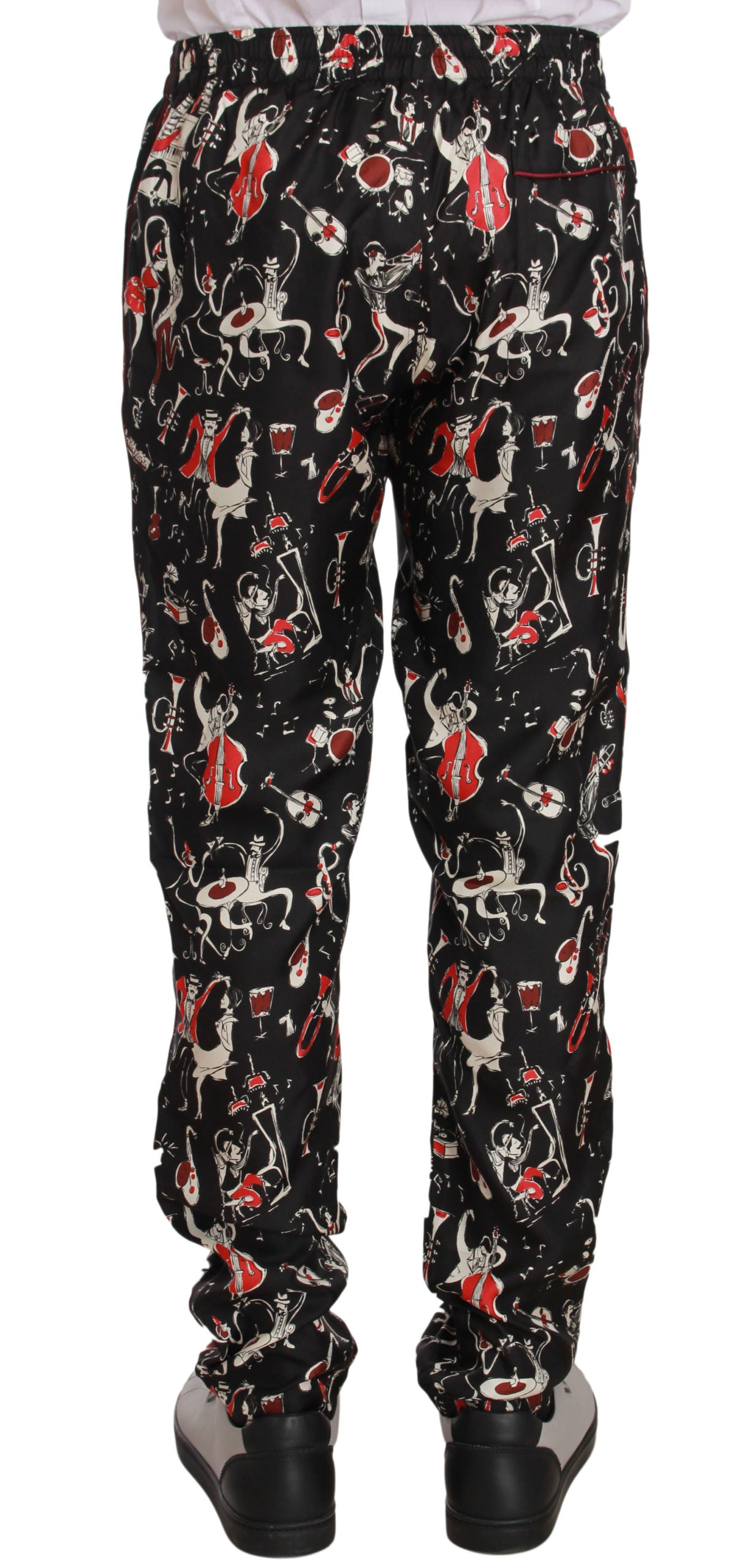 Rote Musikinstrumenten-Print Nachtwäsche-Hose