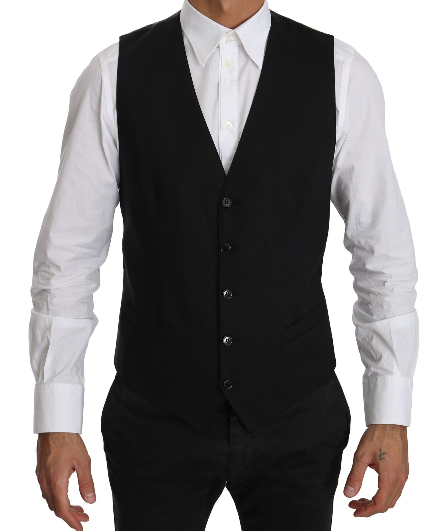 Schwarze Weste Formelles Gilet Kleid Wollweste