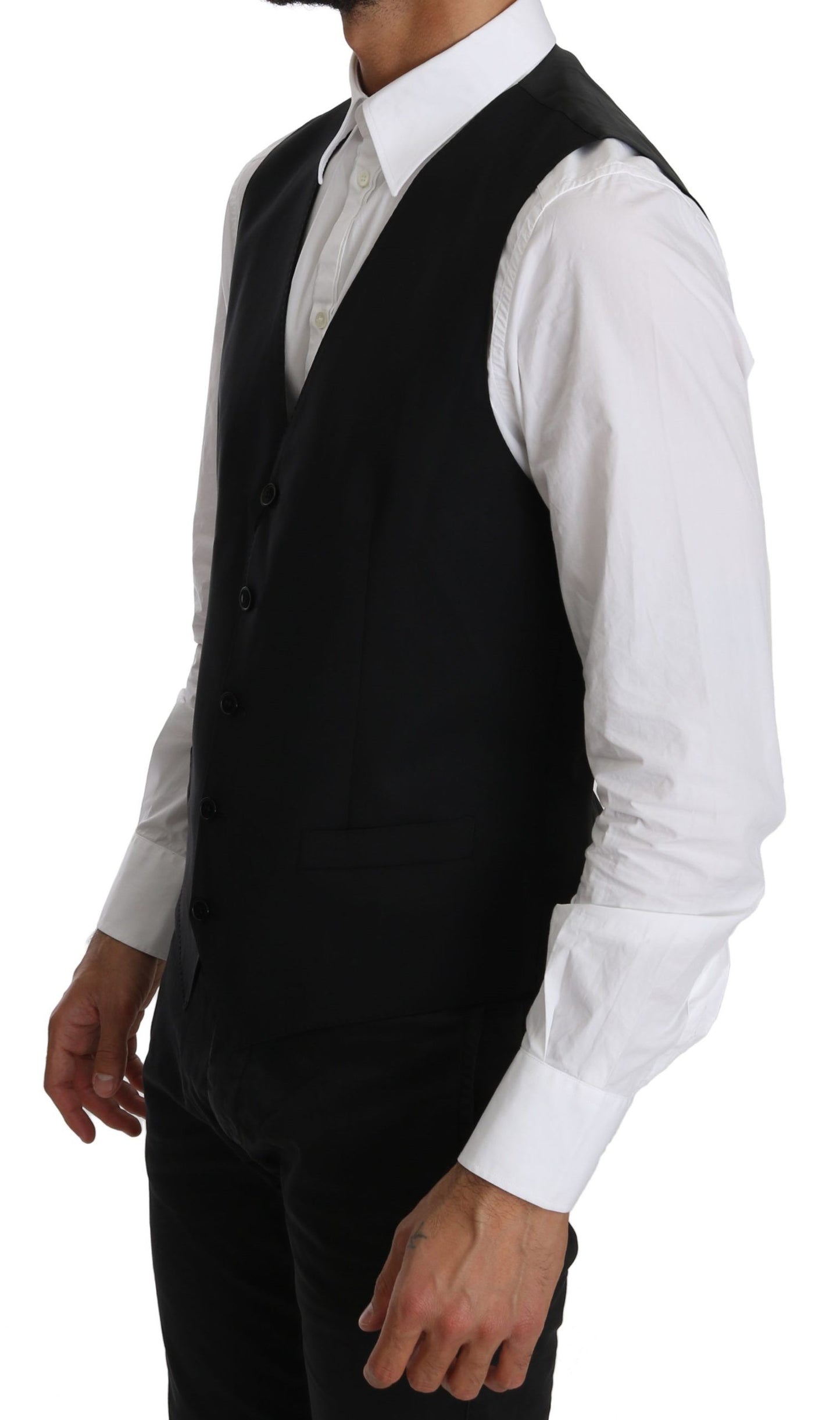 Schwarze Weste Formelles Gilet Kleid Wollweste