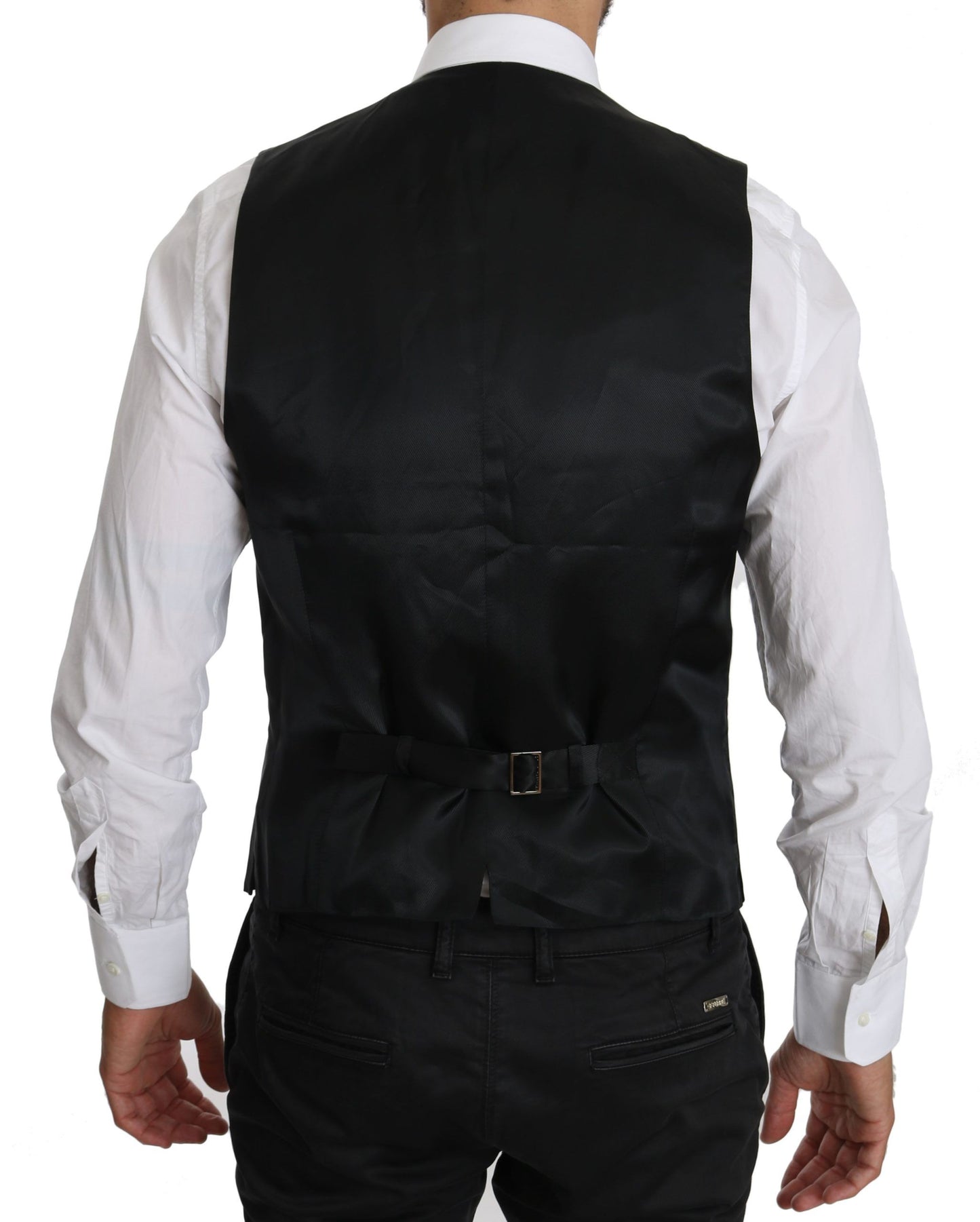 Schwarze Weste Formelles Gilet Kleid Wollweste