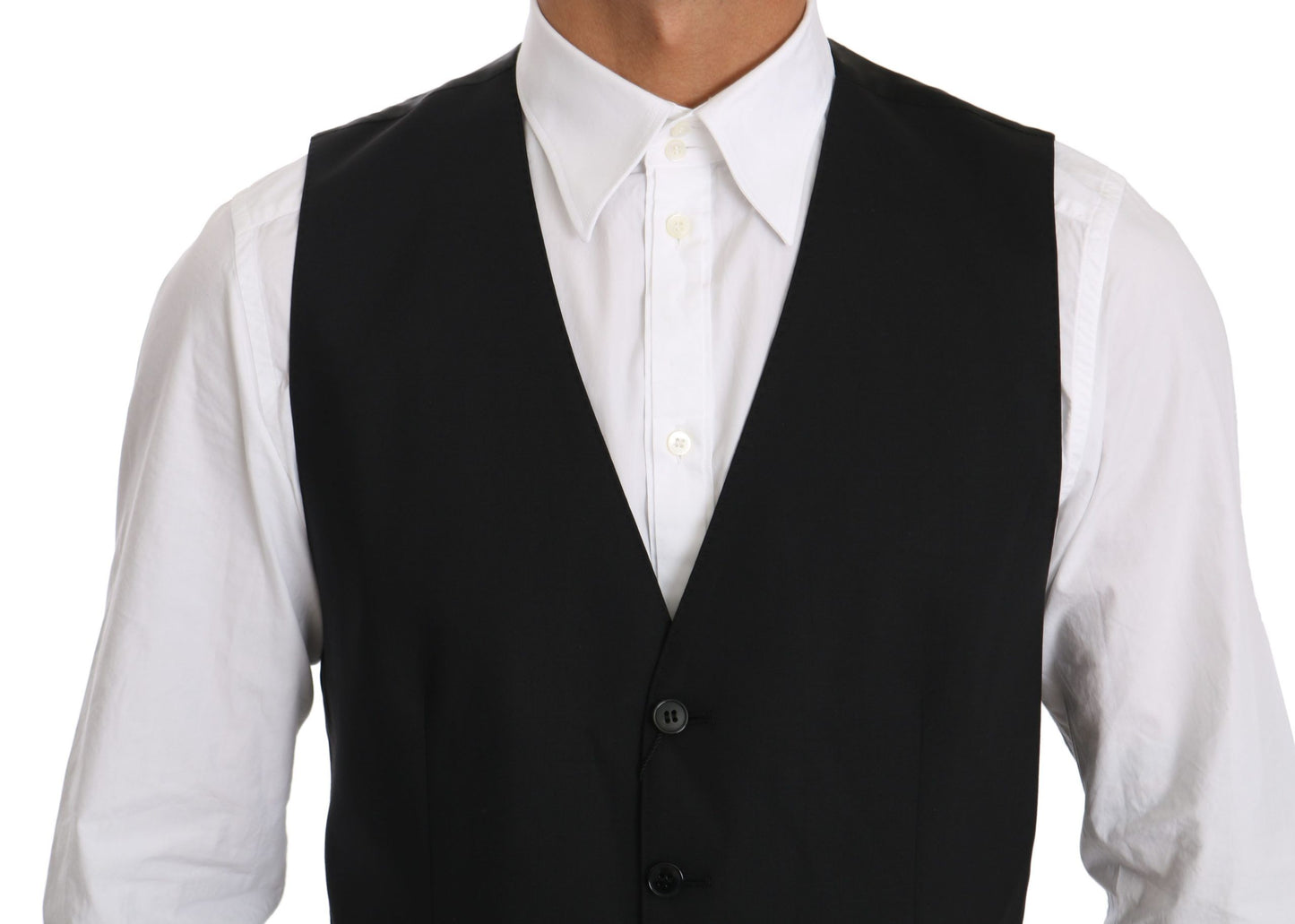 Schwarze Weste Formelles Gilet Kleid Wollweste