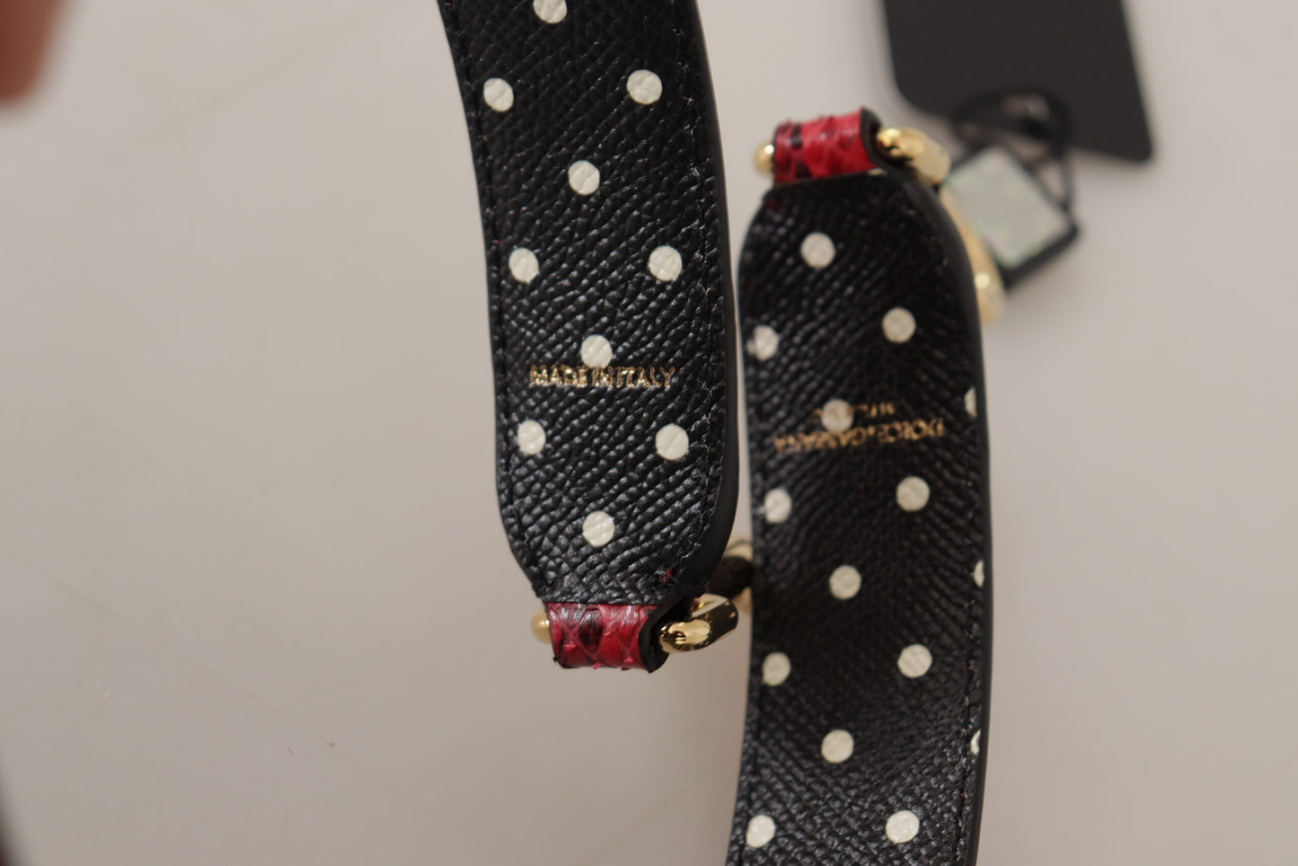 Rotes Pythonleder mit Kristallen Beidseitig tragbarer Schulterriemen