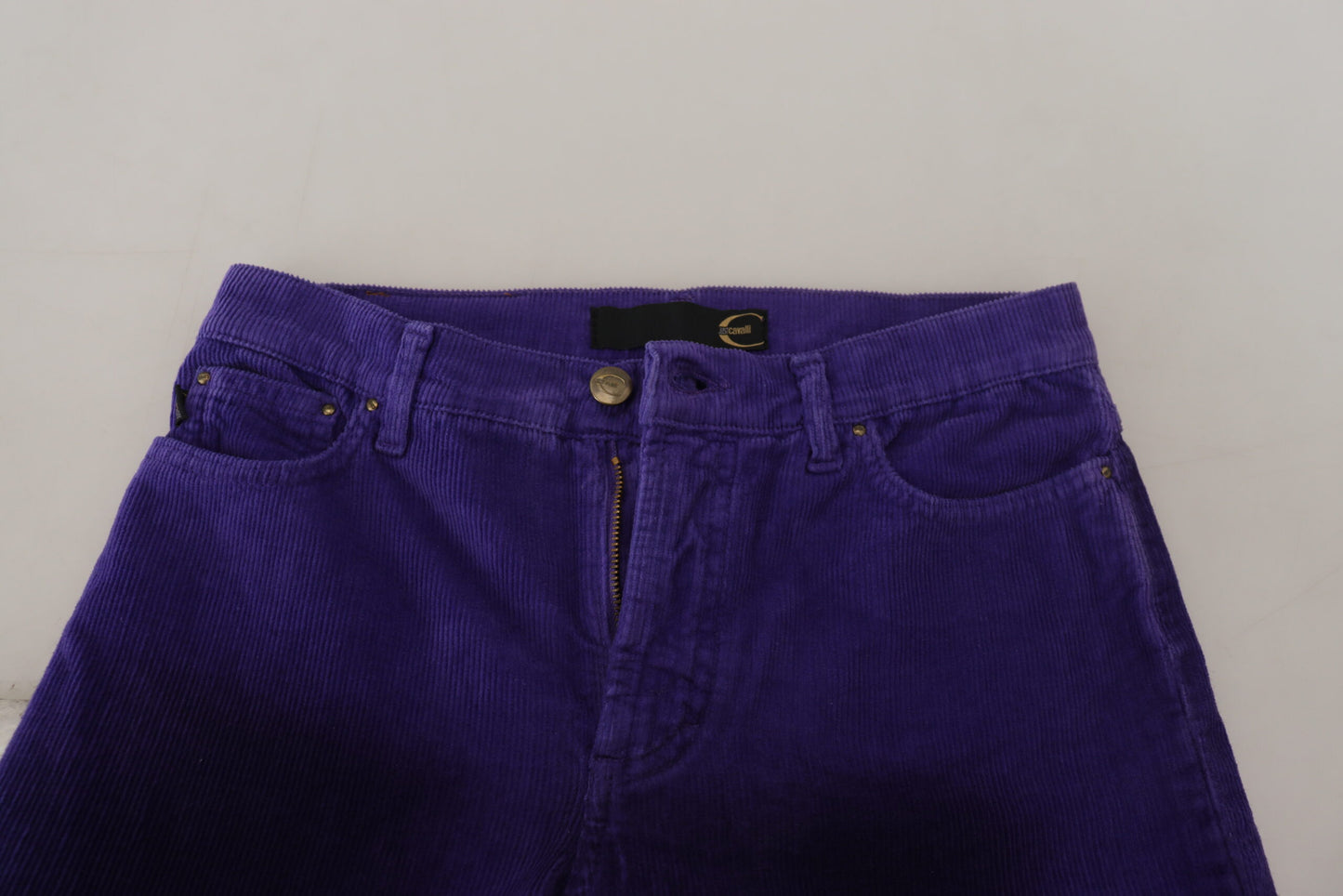Lila Baumwolle Cord Damen Hose