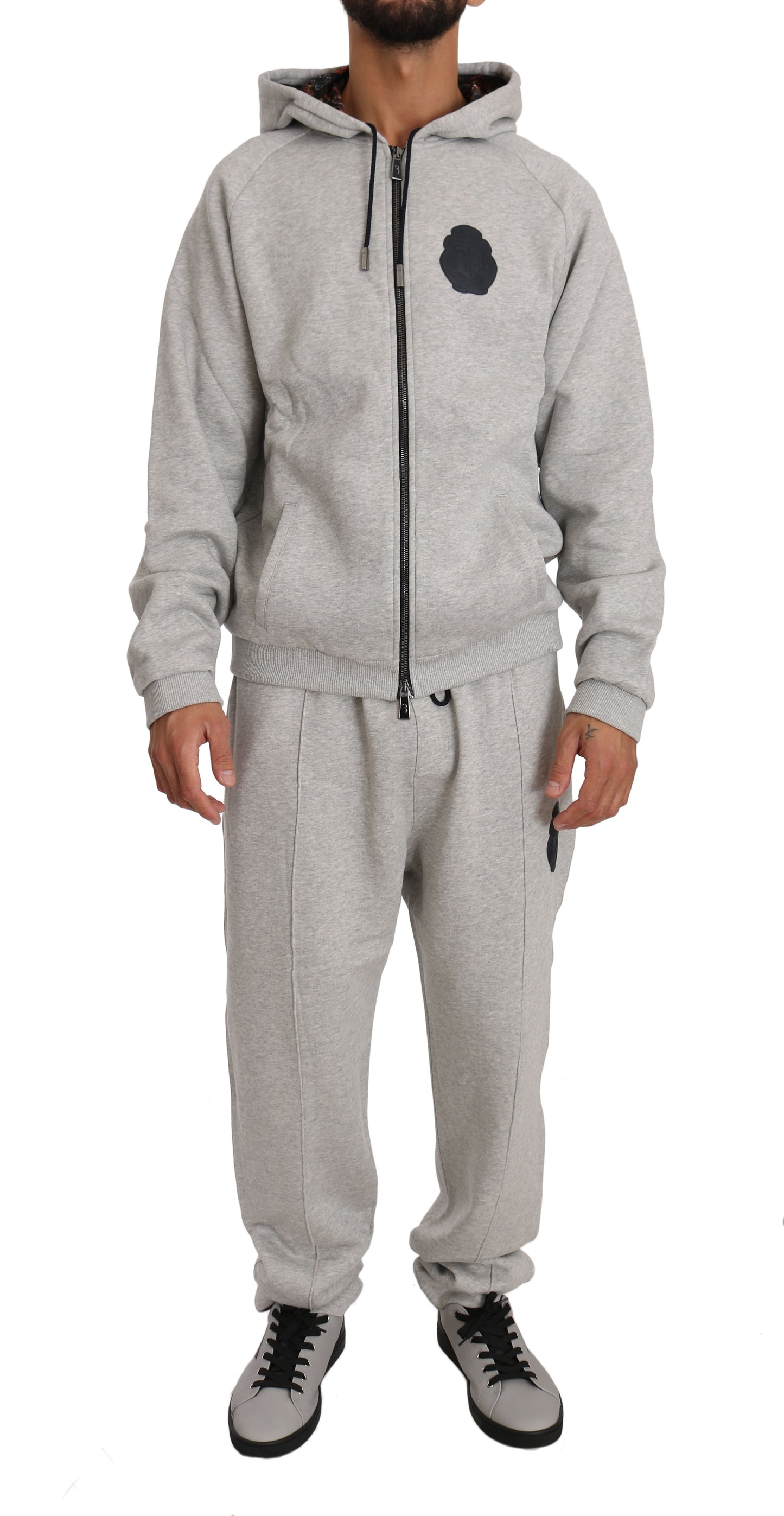 Graues Baumwollpullover-Hosen-Trainingsanzug-Set