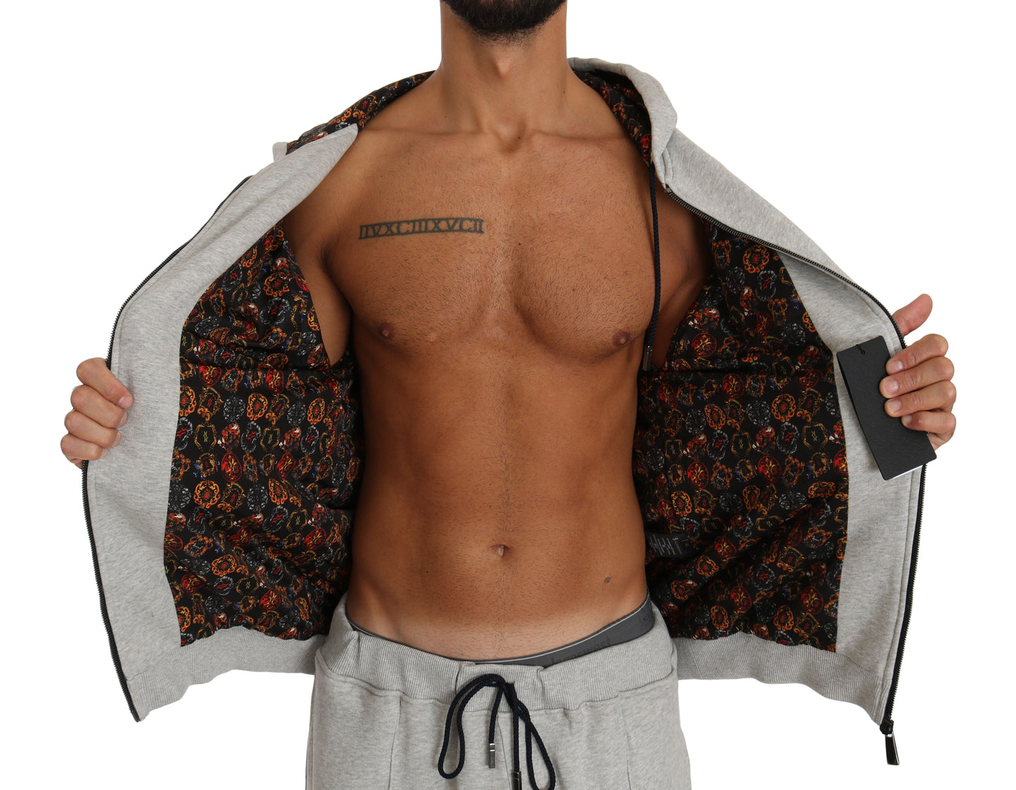 Graues Baumwollpullover-Hosen-Trainingsanzug-Set
