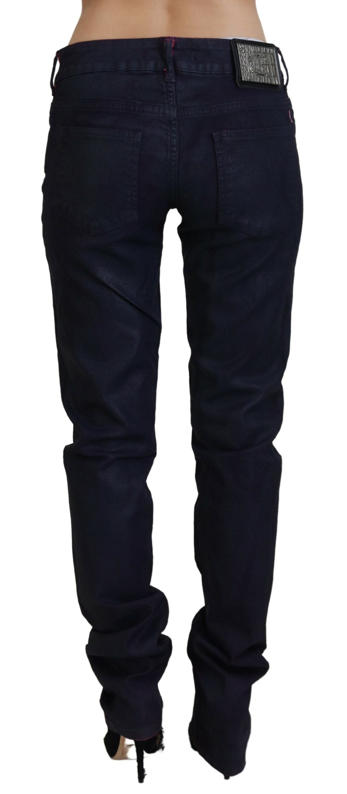 Schwarze Slim Fit Damen Casual Denim Jeans mit niedriger Taille