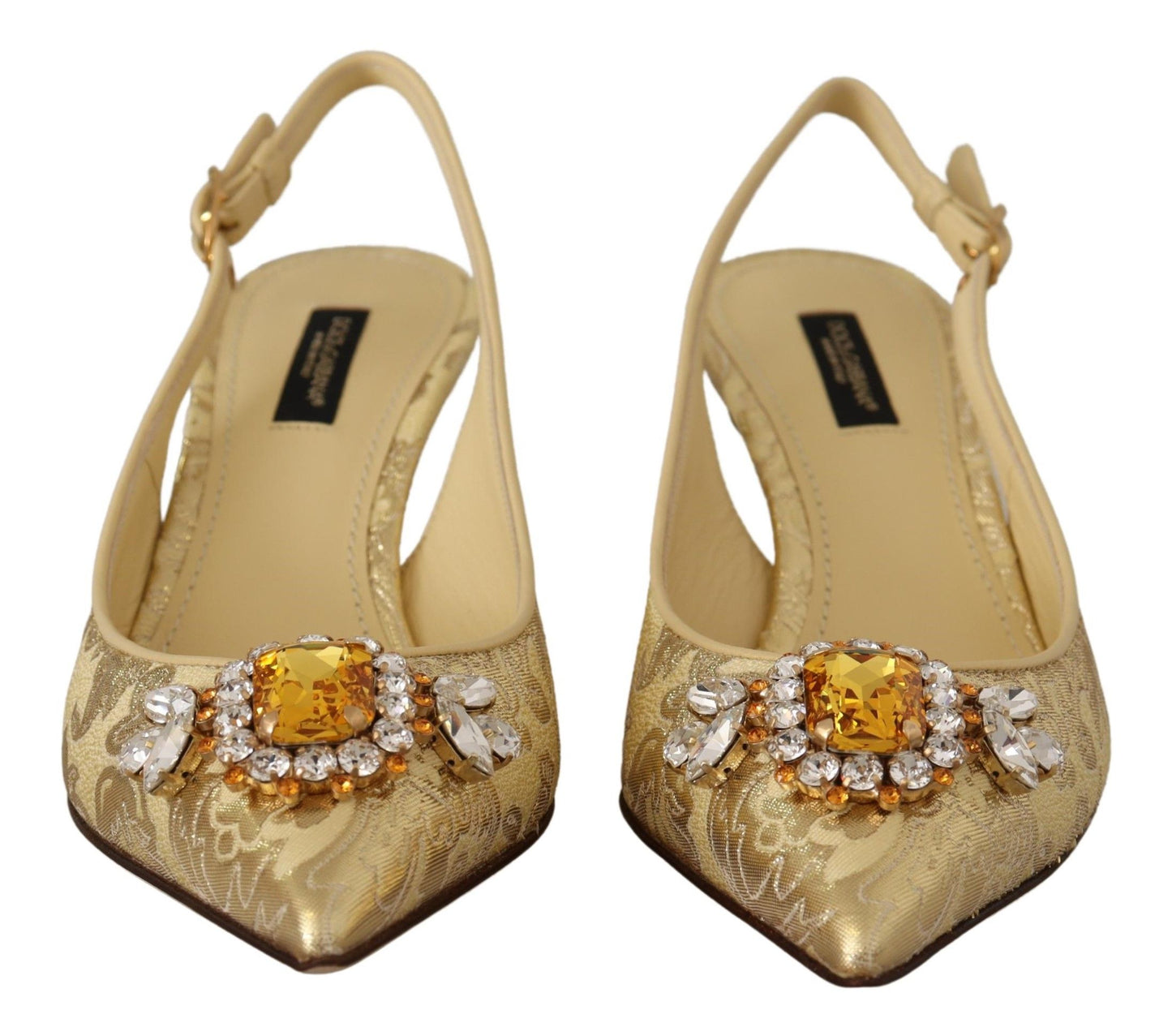 Gold Kristall Slingbacks Pumps Heels Schuhe
