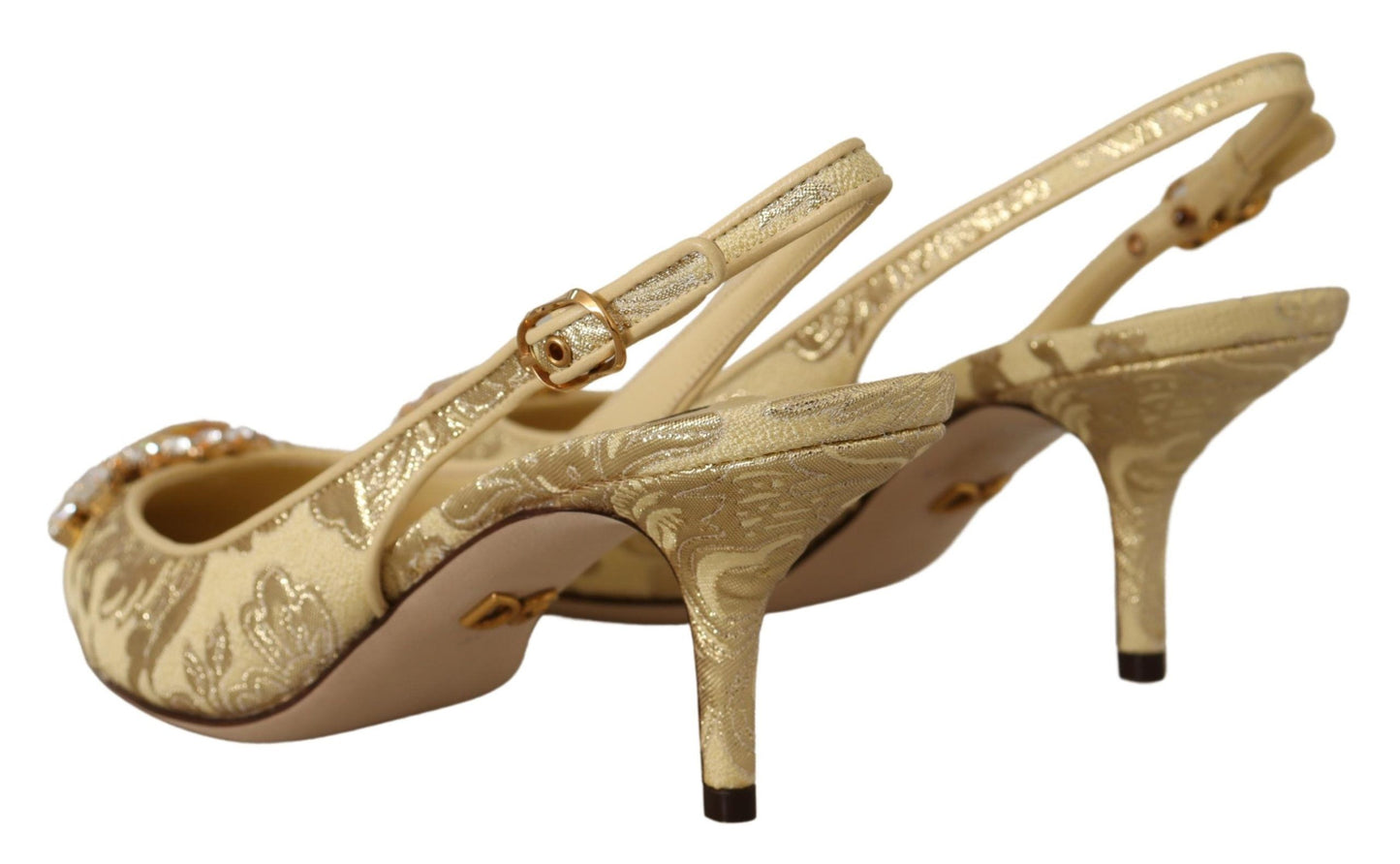Gold Kristall Slingbacks Pumps Heels Schuhe