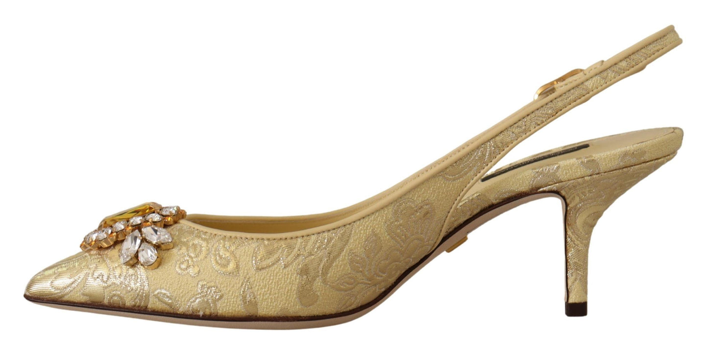 Gold Kristall Slingbacks Pumps Heels Schuhe