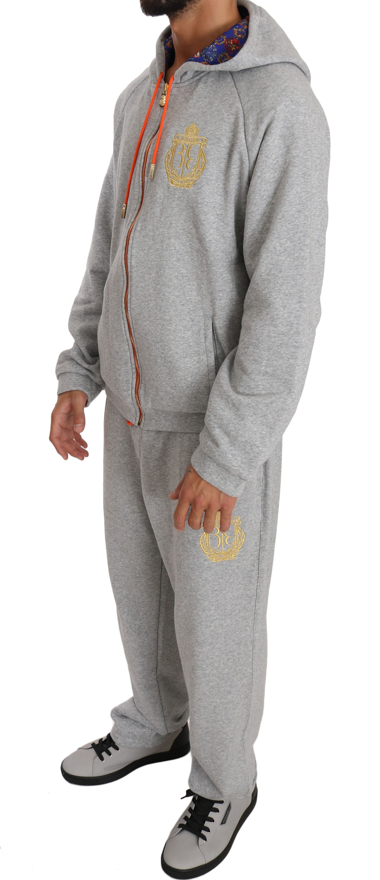 Grauer Baumwollpullover Hose Trainingsanzug
