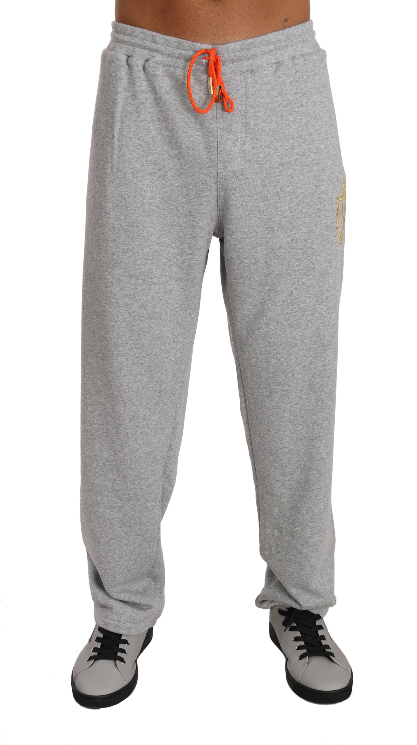 Grauer Baumwollpullover Hose Trainingsanzug