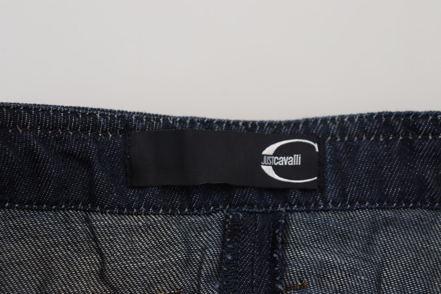 Blaue Baumwoll-Denim-Jeans mit niedriger Taille für Frauen