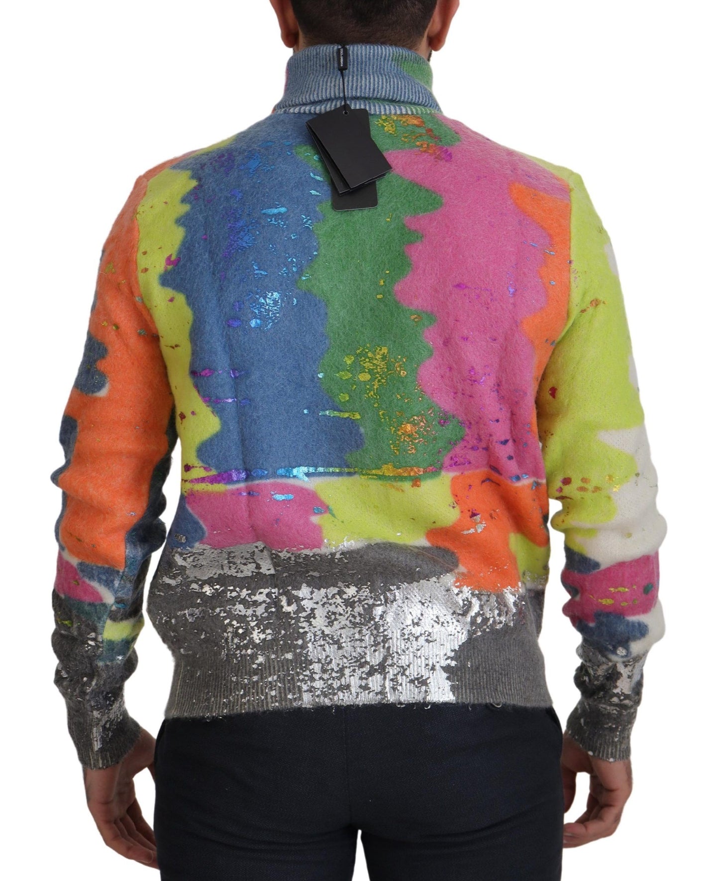 Multicolor Rollkragenpullover Mohair Pullover