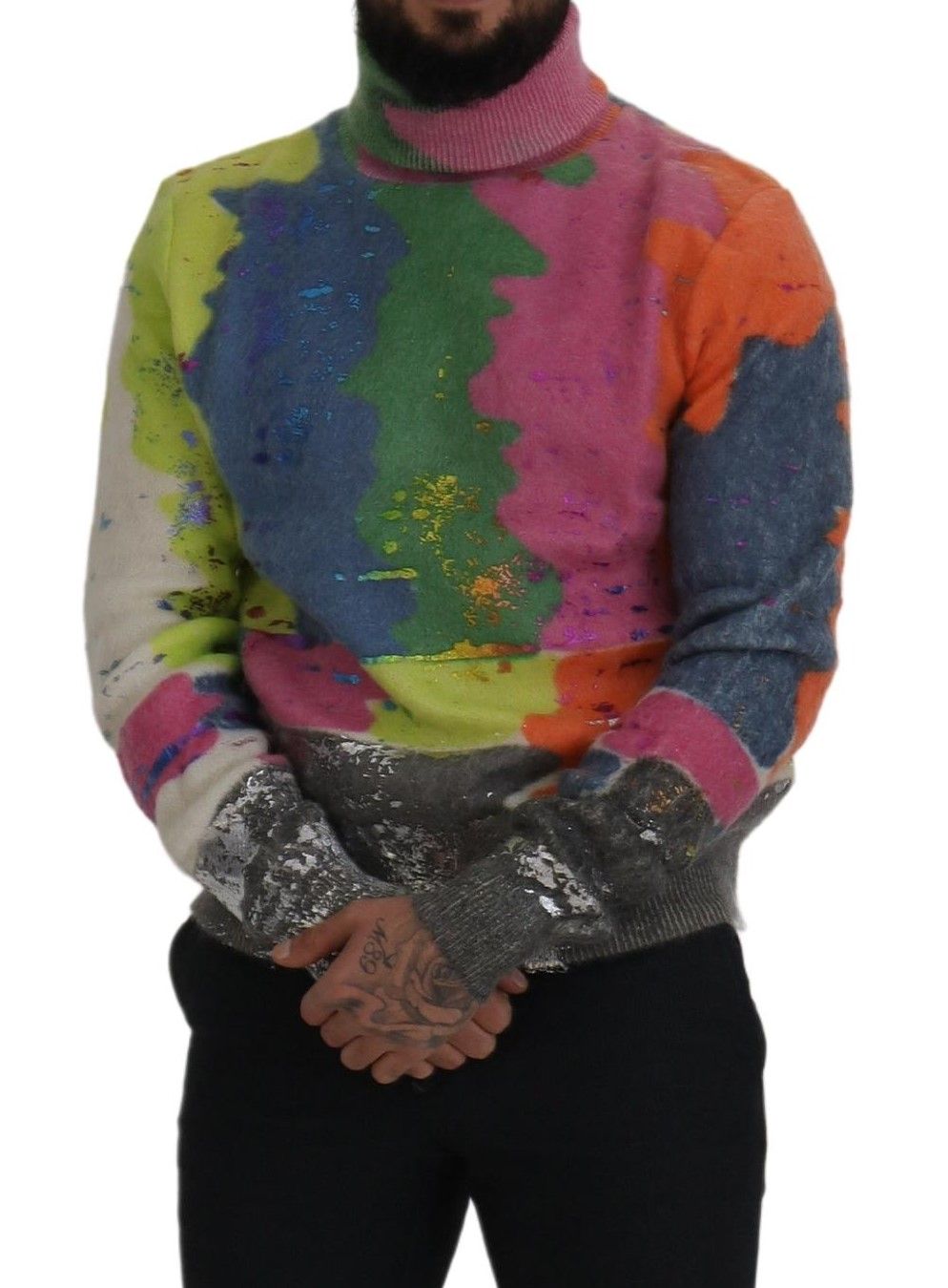 Multicolor Rollkragenpullover Mohair Pullover