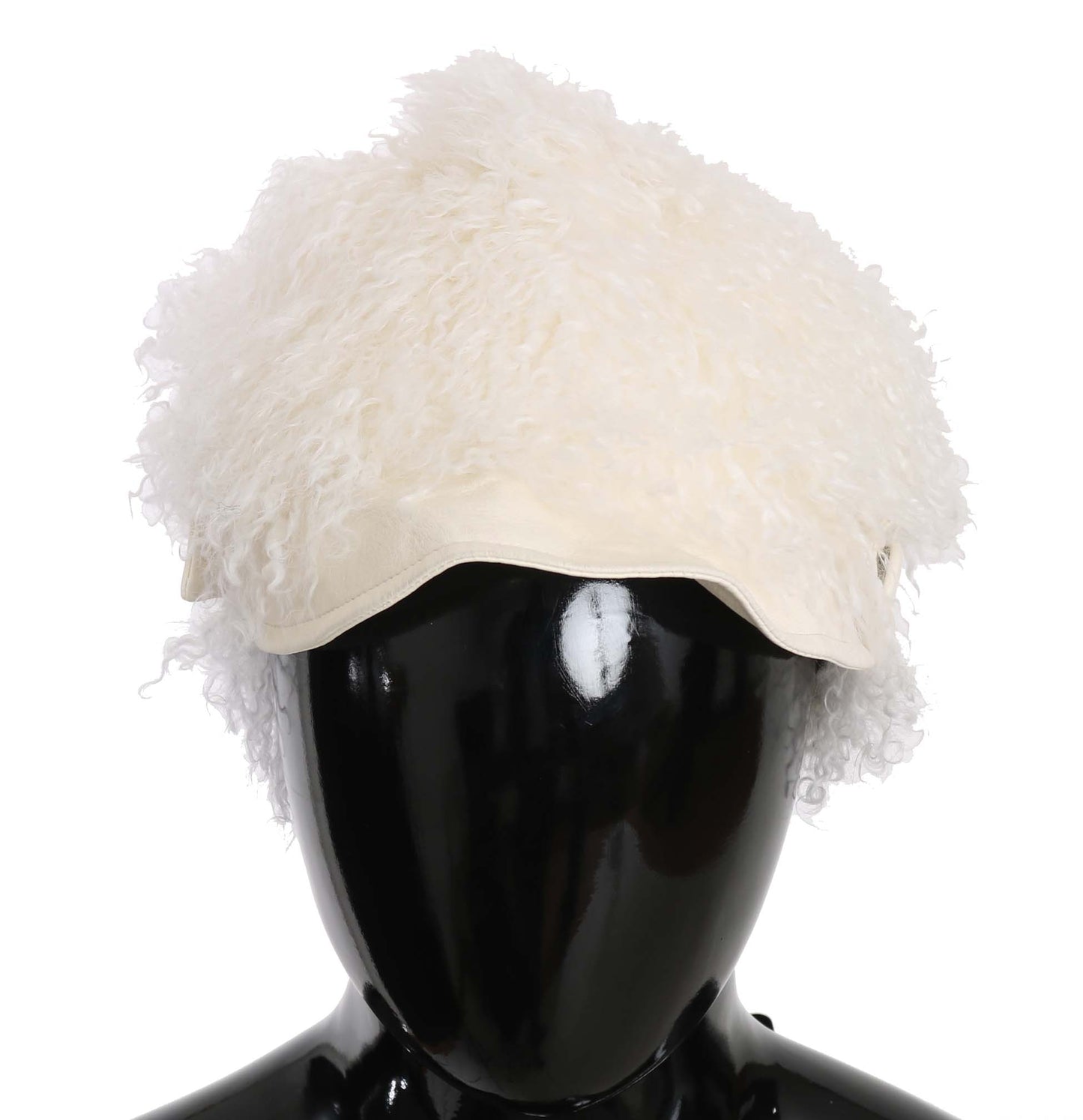 Beige Tibet Lammfell Gatsby Mütze Frauen Hut