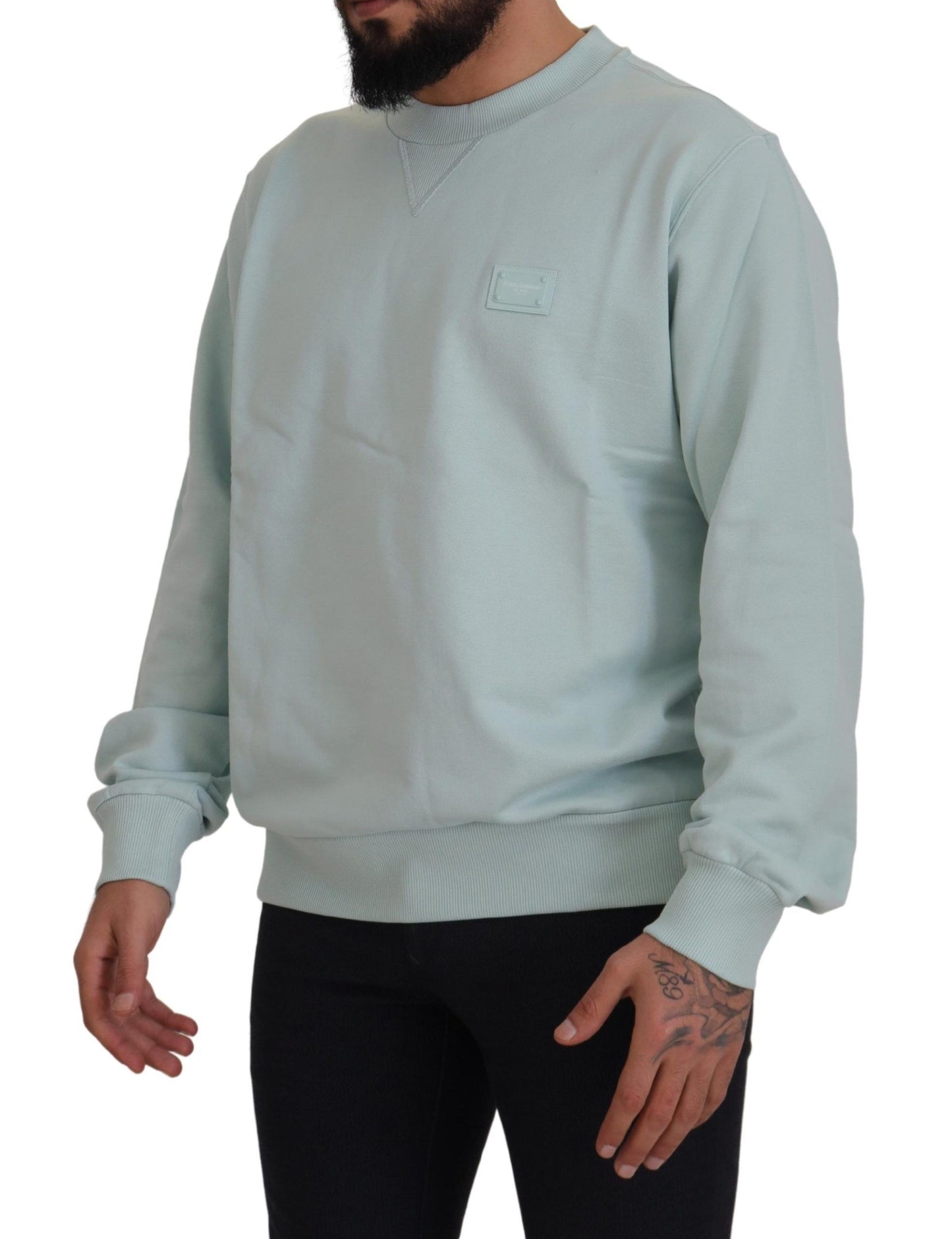 Mintgrüner Logo-Pullover mit Rundhalsausschnitt
