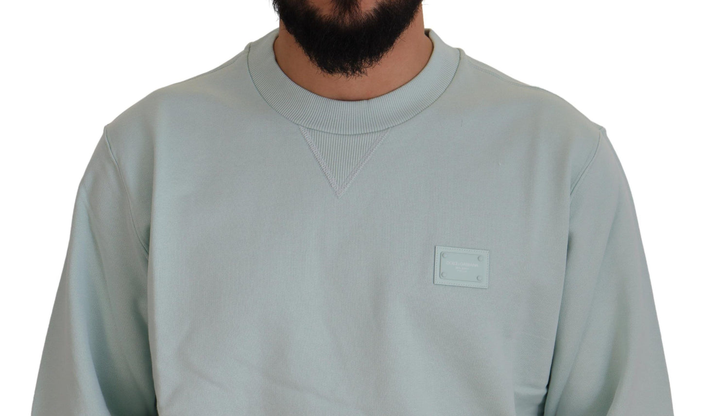 Mintgrüner Logo-Pullover mit Rundhalsausschnitt
