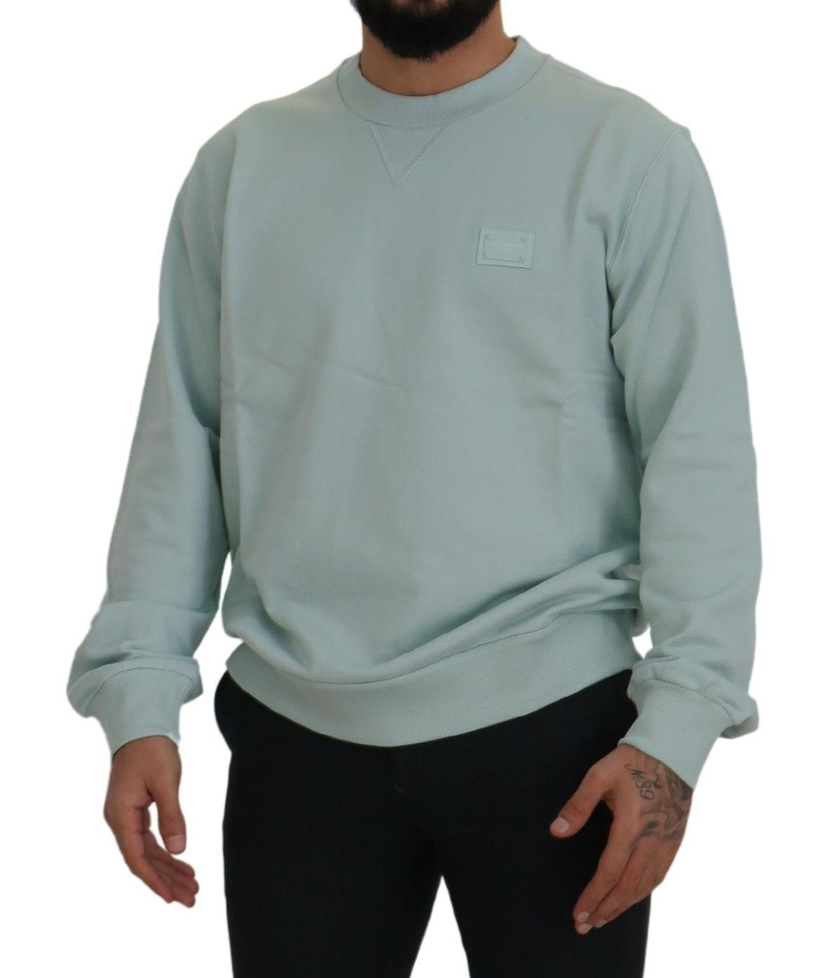 Mintgrüner Logo-Pullover mit Rundhalsausschnitt