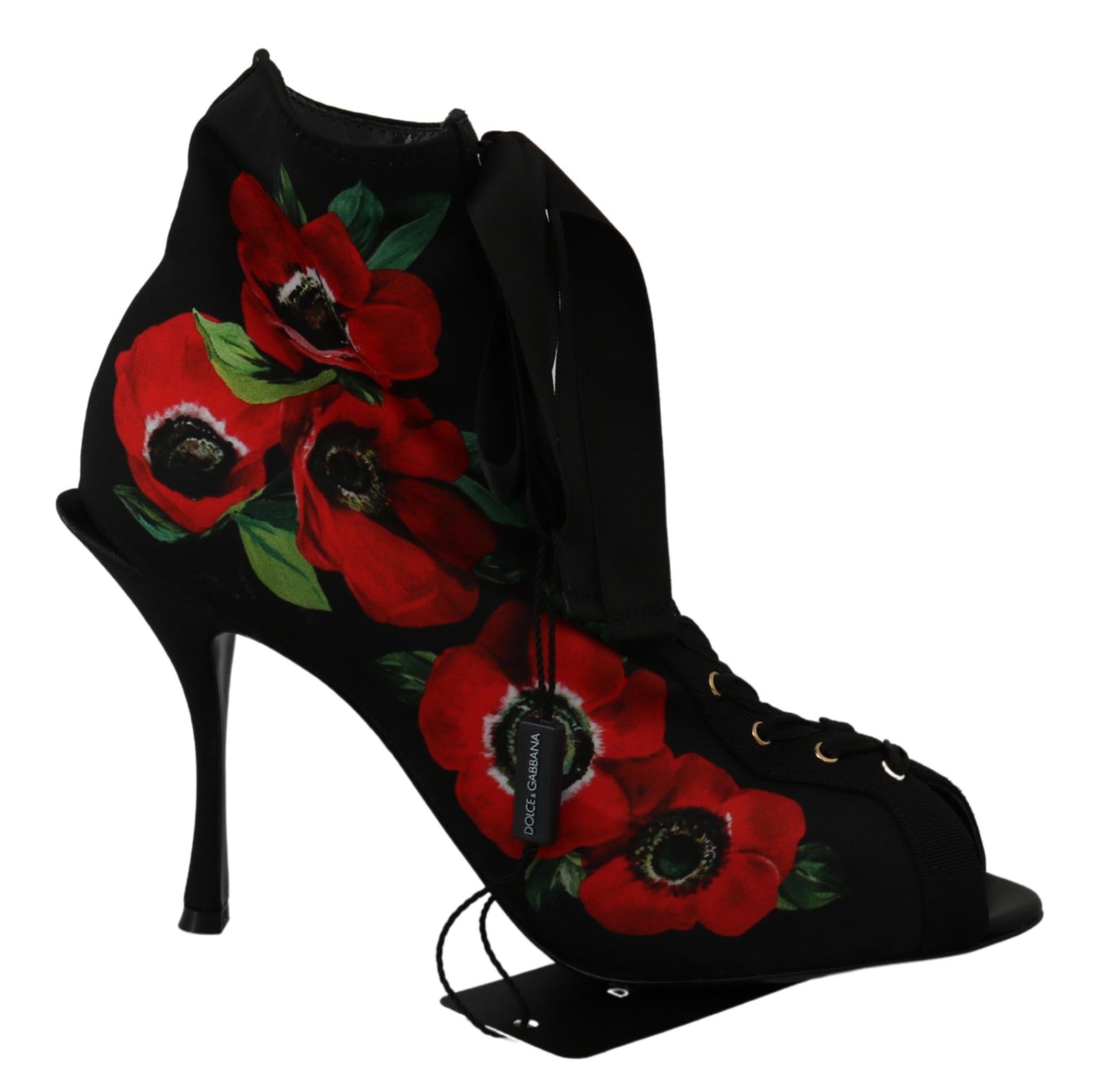 Schwarz Rote Rosen Stiefelette Schuhe