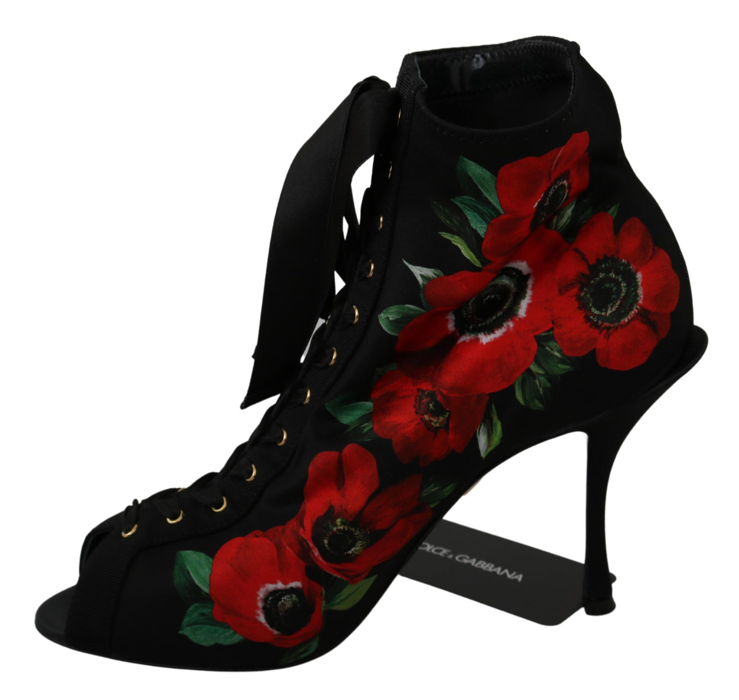 Schwarz Rote Rosen Stiefelette Schuhe