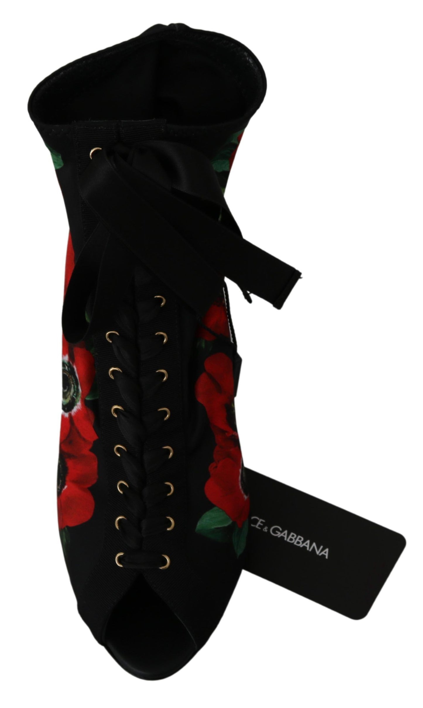 Schwarz Rote Rosen Stiefelette Schuhe