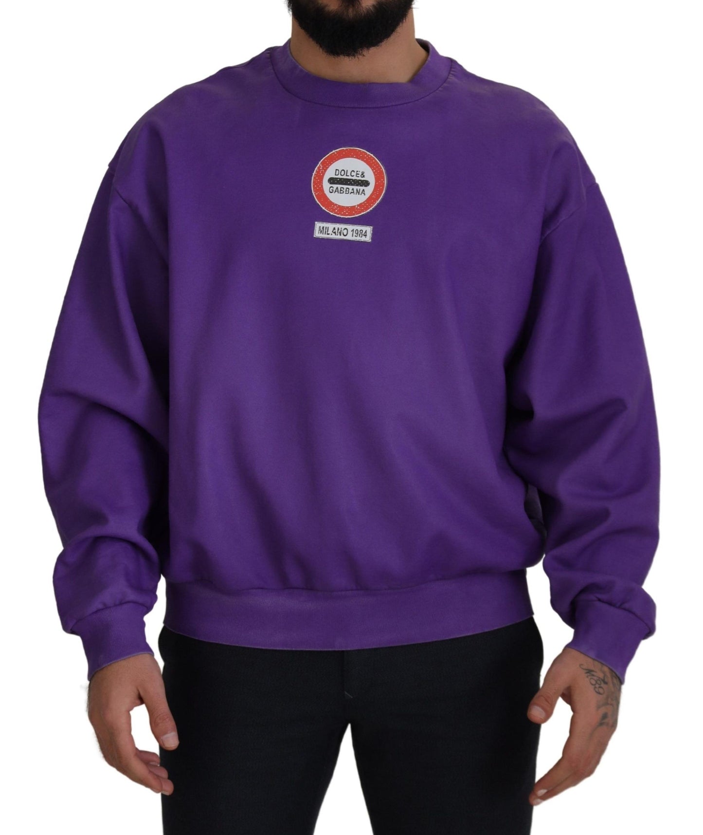 Lila Waschen Logo Baumwolle Rundhalsausschnitt Sweatshirt Pullover