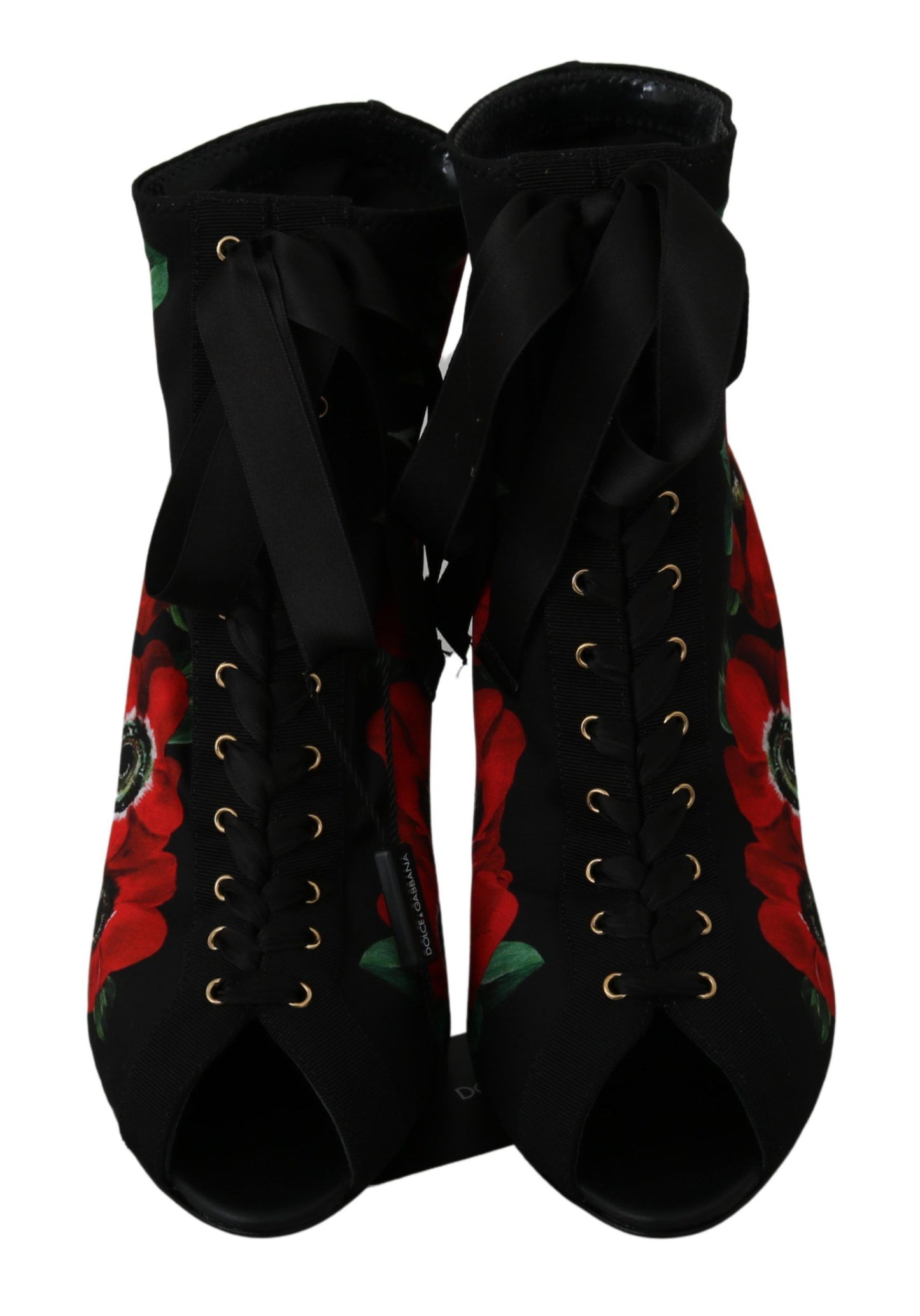 Schwarz Rote Rosen Stiefelette Schuhe