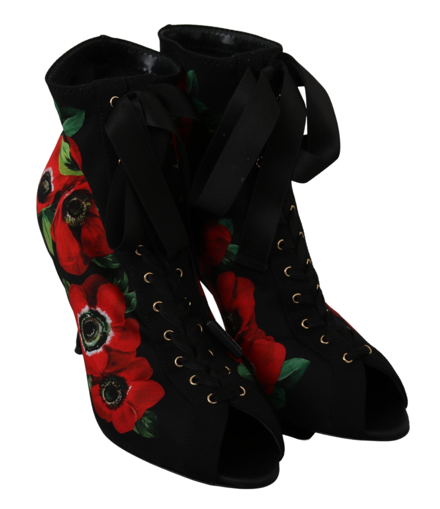 Schwarz Rote Rosen Stiefelette Schuhe