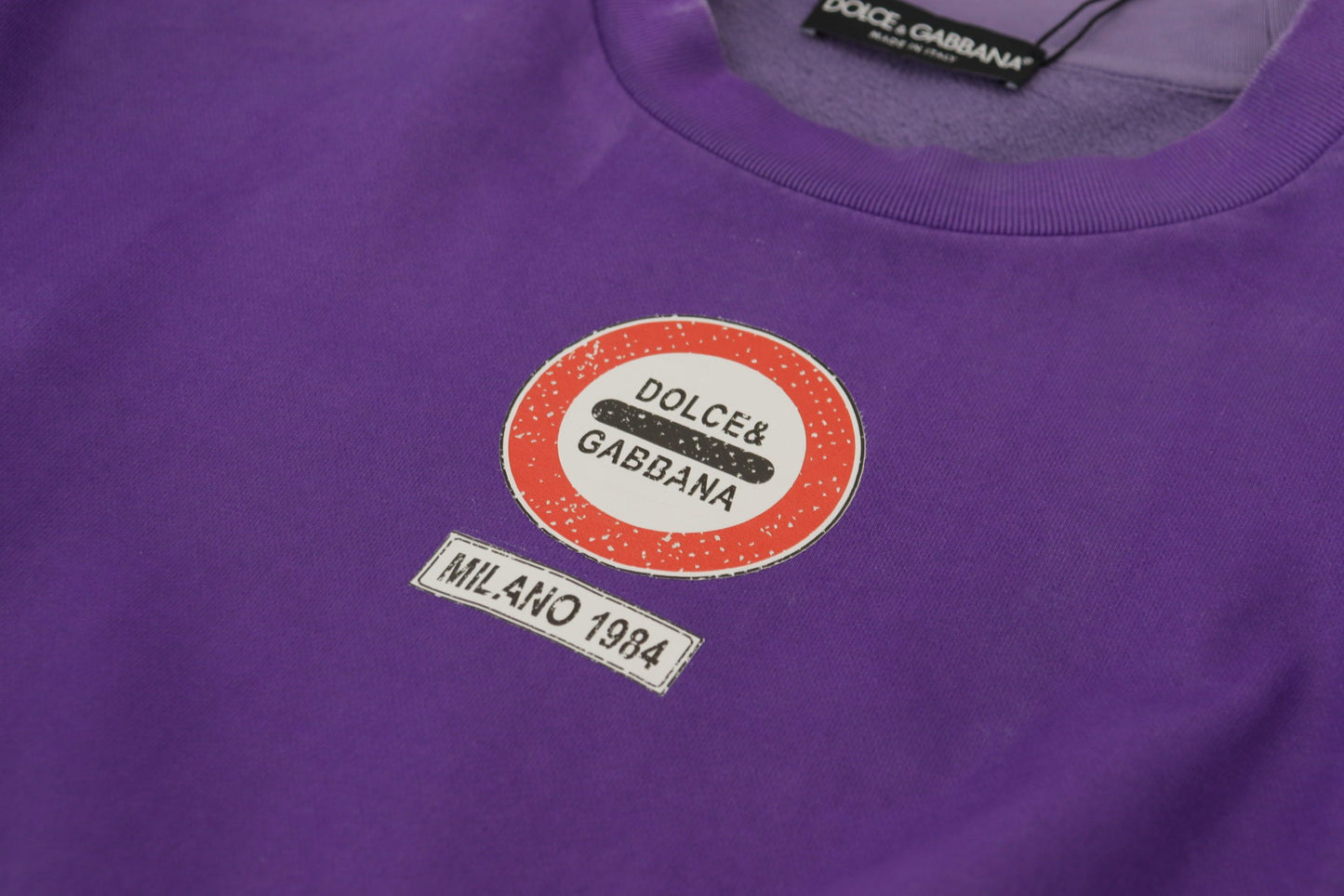 Lila Waschen Logo Baumwolle Rundhalsausschnitt Sweatshirt Pullover
