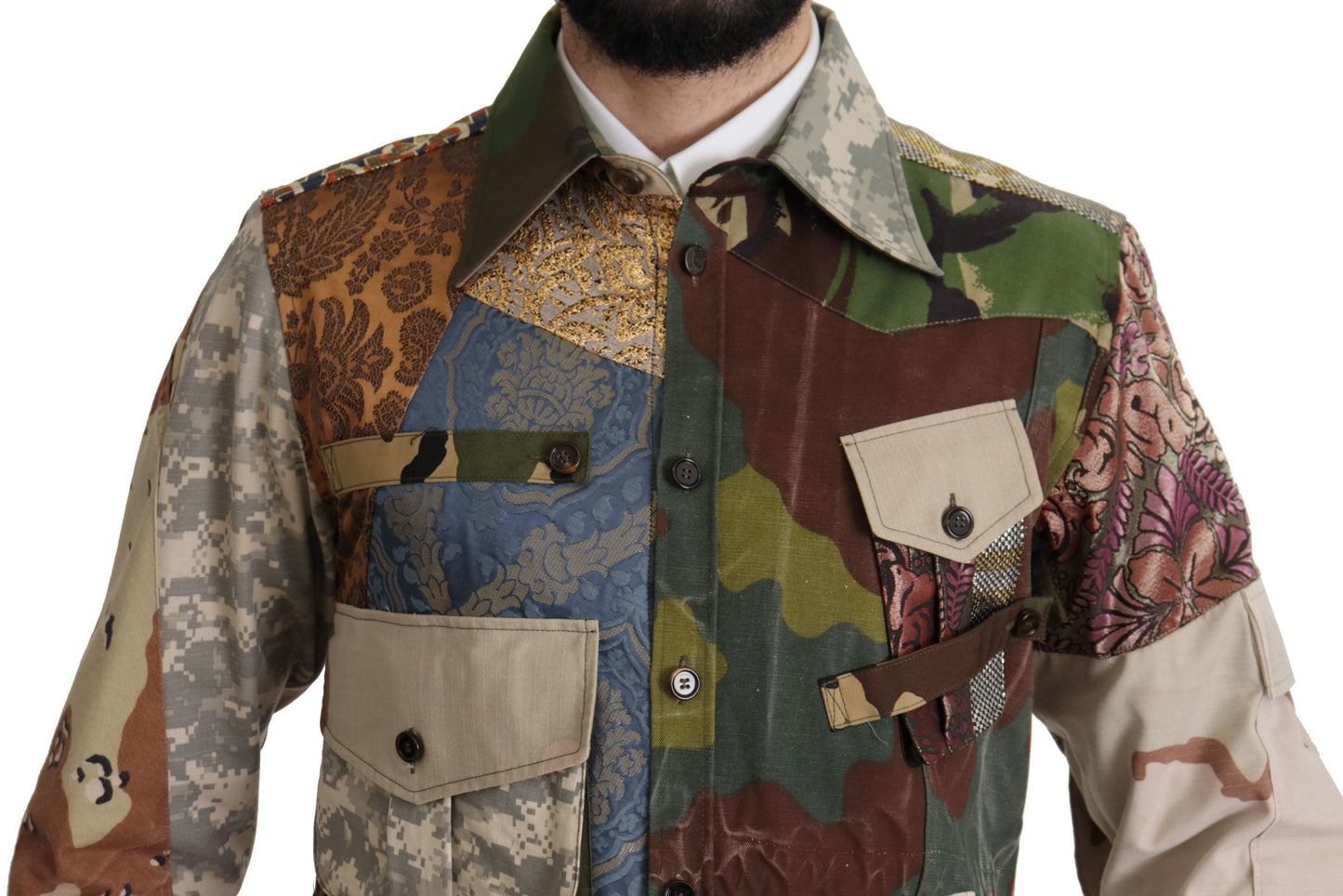 Multicolor Button Down Patchwork Hemd