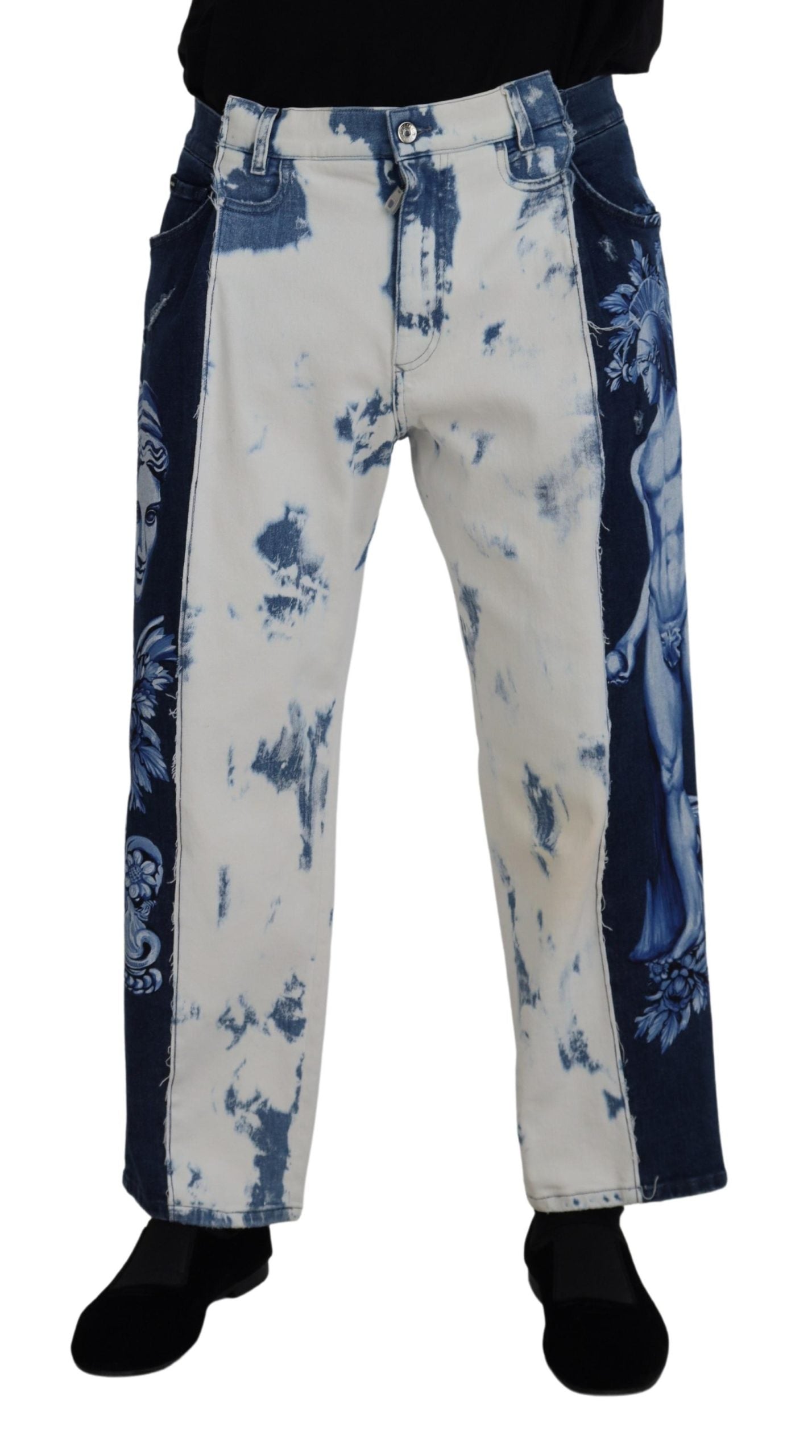 Zweifarbige Tie Dye Herren Denim Baumwolljeans