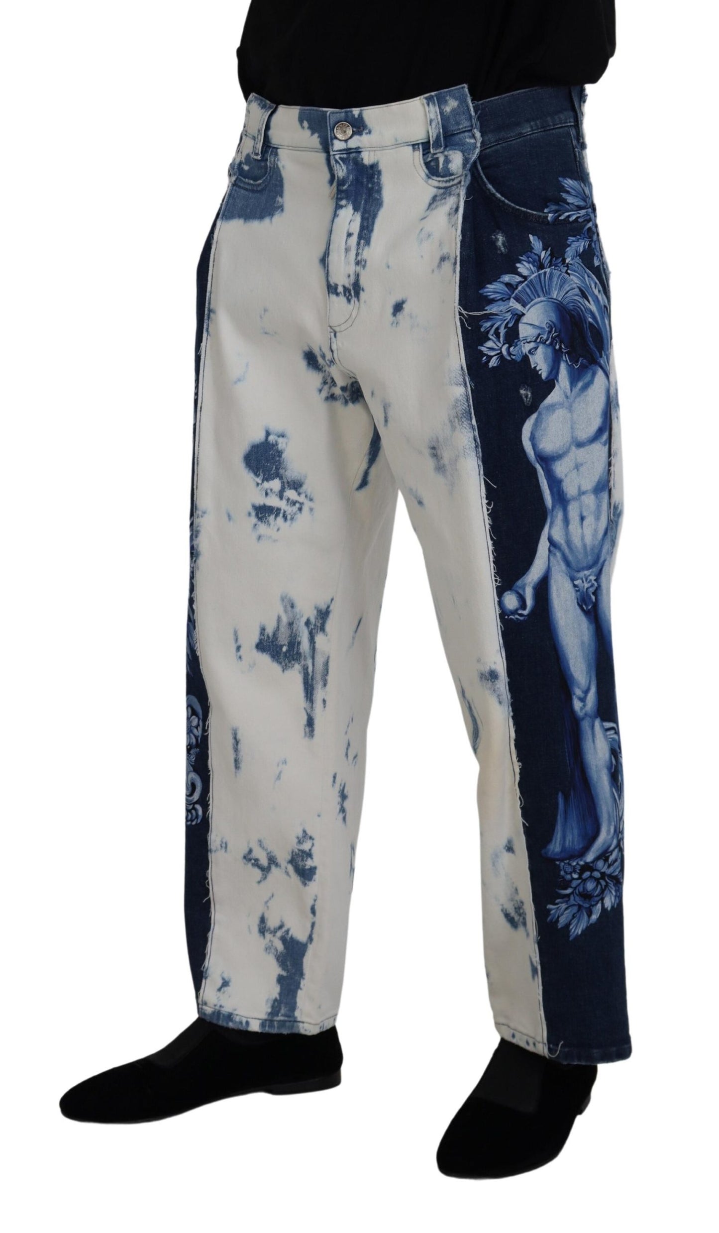 Zweifarbige Tie Dye Herren Denim Baumwolljeans