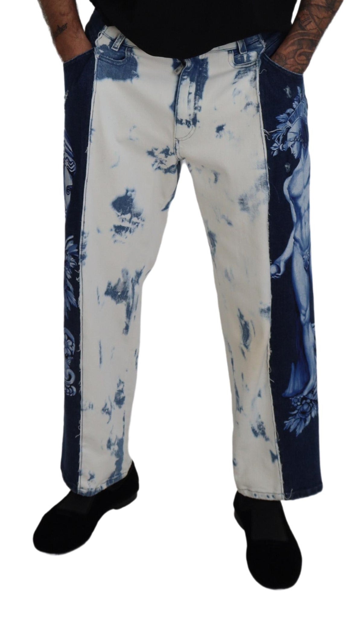 Zweifarbige Tie Dye Herren Denim Baumwolljeans