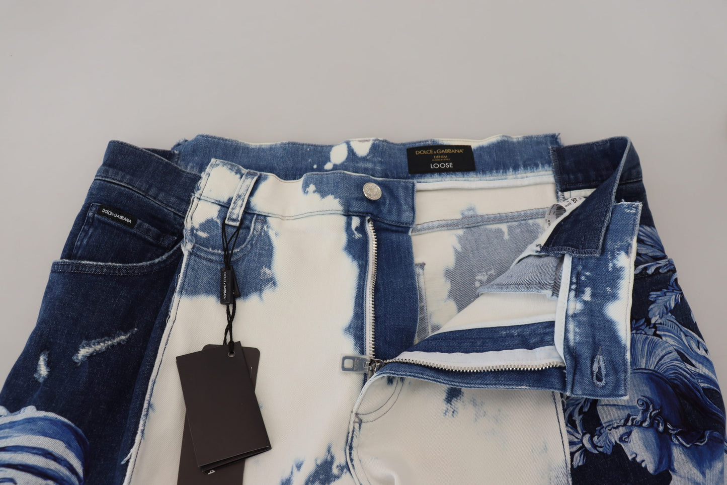 Zweifarbige Tie Dye Herren Denim Baumwolljeans